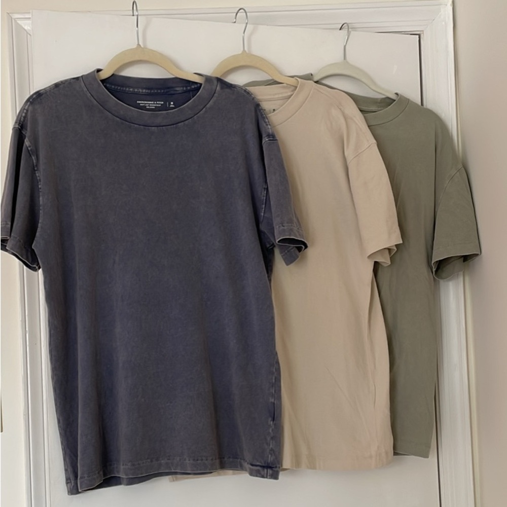 Abercrombie & Fitch Relaxed Fit Tees - Blue, Cream, and Green